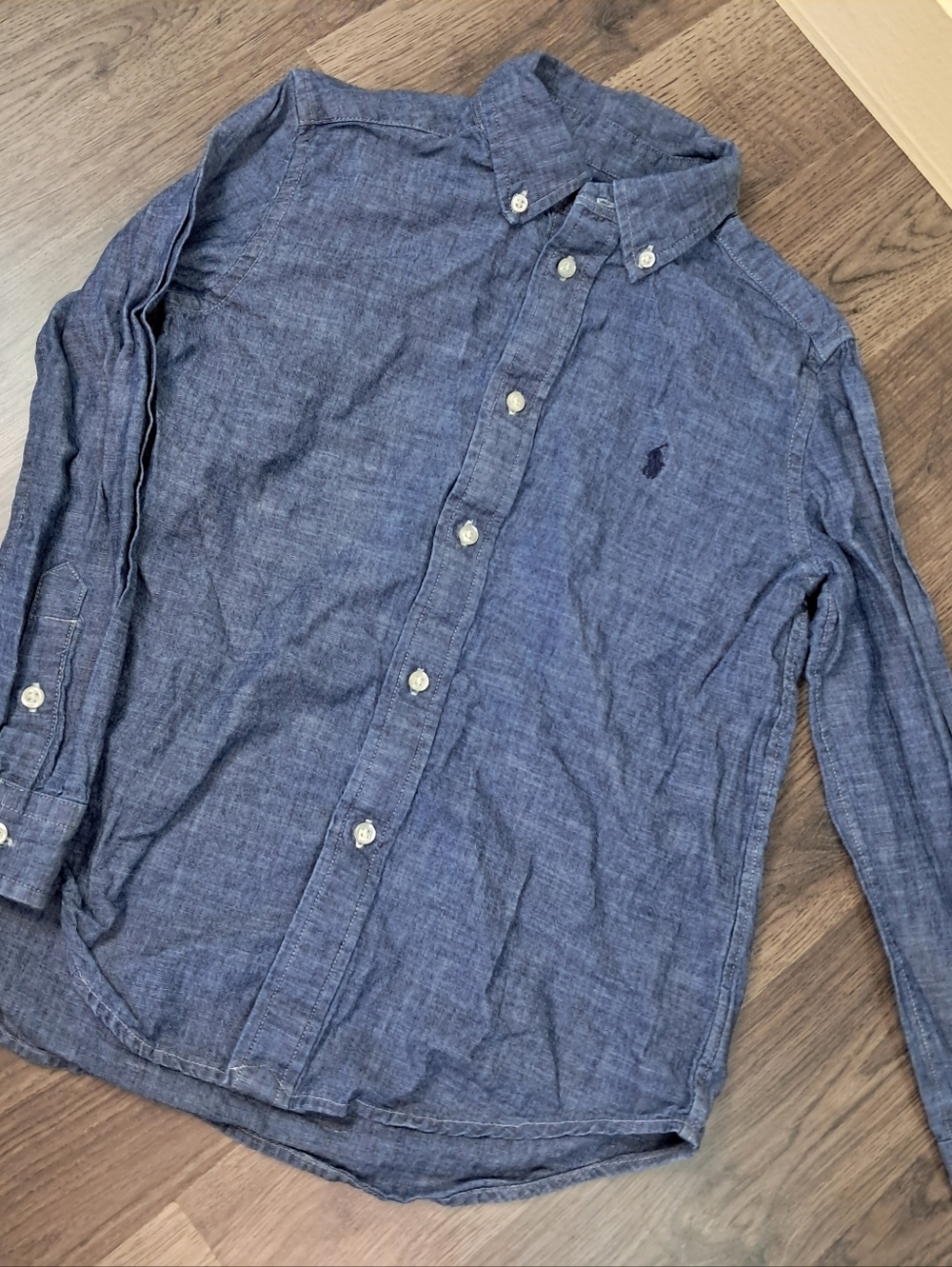 Ralph Lauren Shirt Boys Size 7 Blue Denim Button Up Long Sleeve